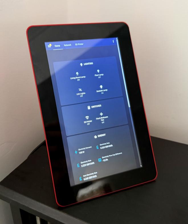 A photo of the Pi display running Home Assistant.